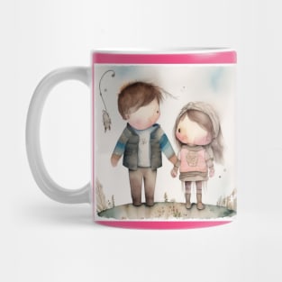 big brother and little sister drawing Mug